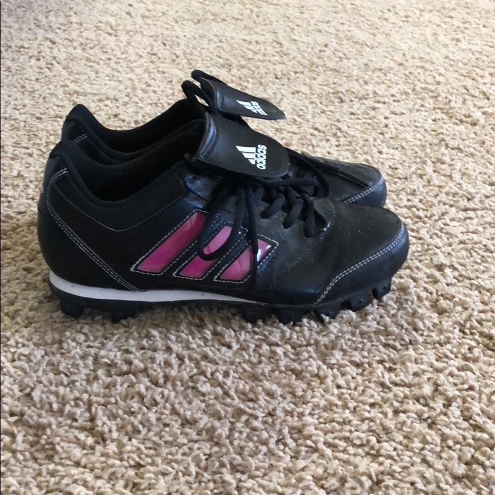Adidas black/pink baseball/softball shoes size 5